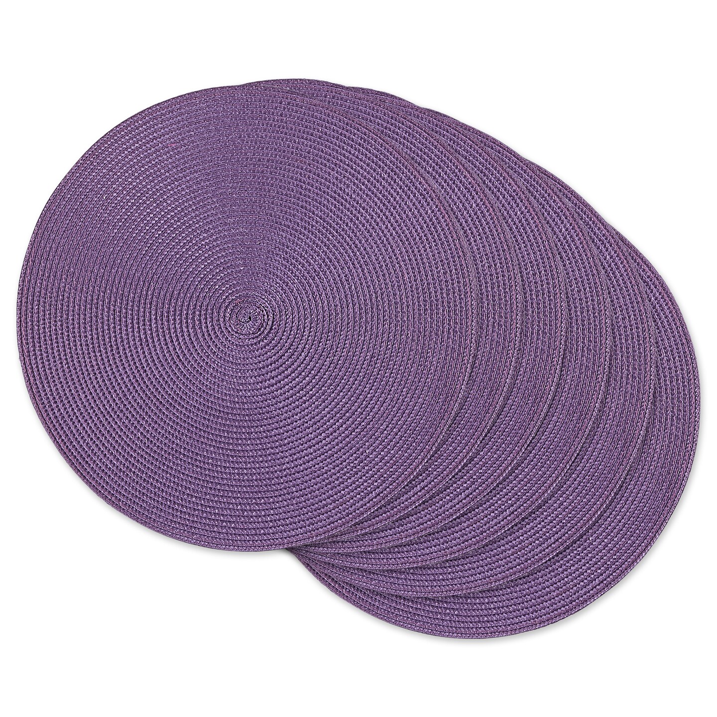 CC Home Furnishings Round Woven Kitchen Dining Table Placemats - 15&#x22; - Mauve - Set of 6