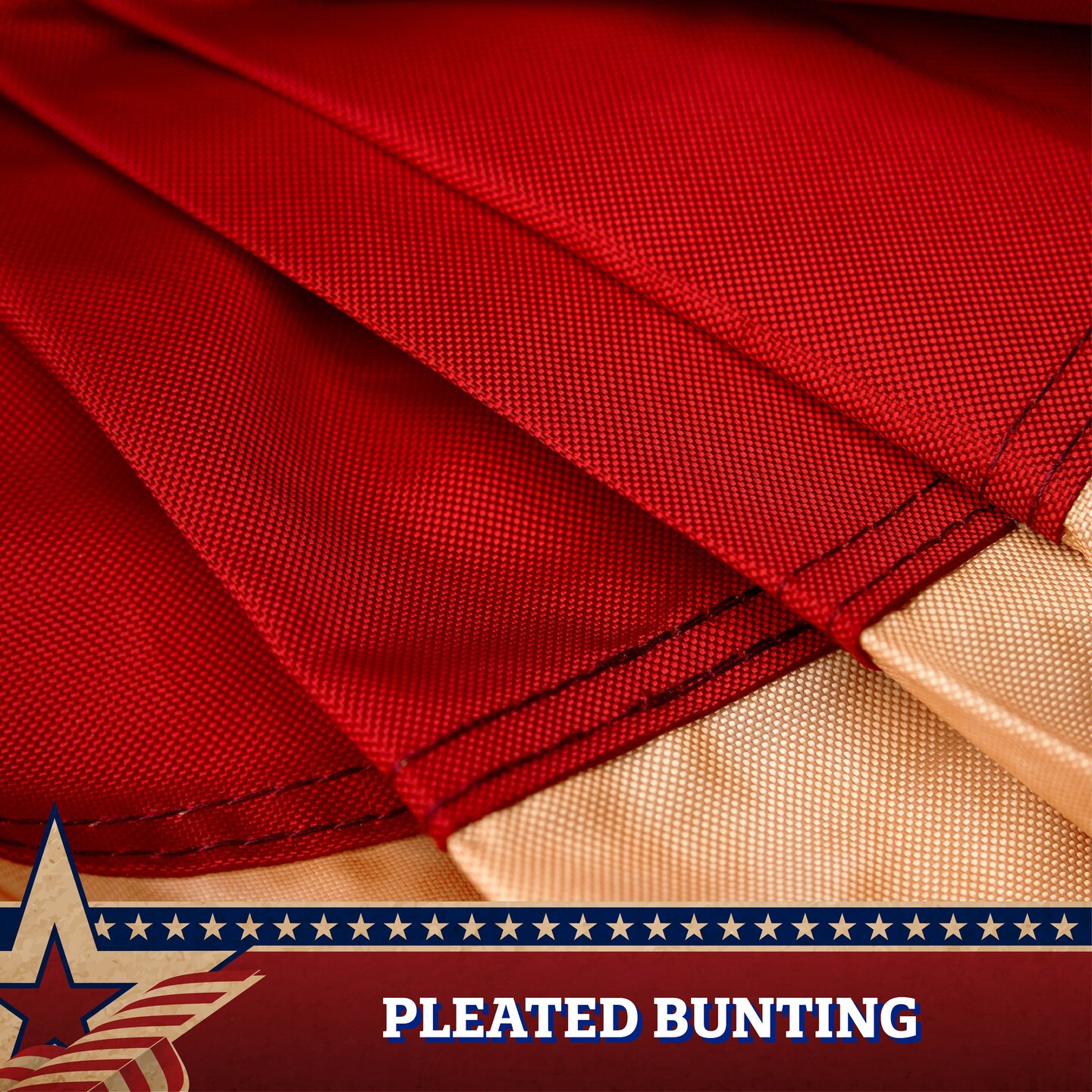 G128 - 2 Pack: USA Tea Stained Pleated Fan Flag 2x4FT Embroidered Polyester Stars and Stripes