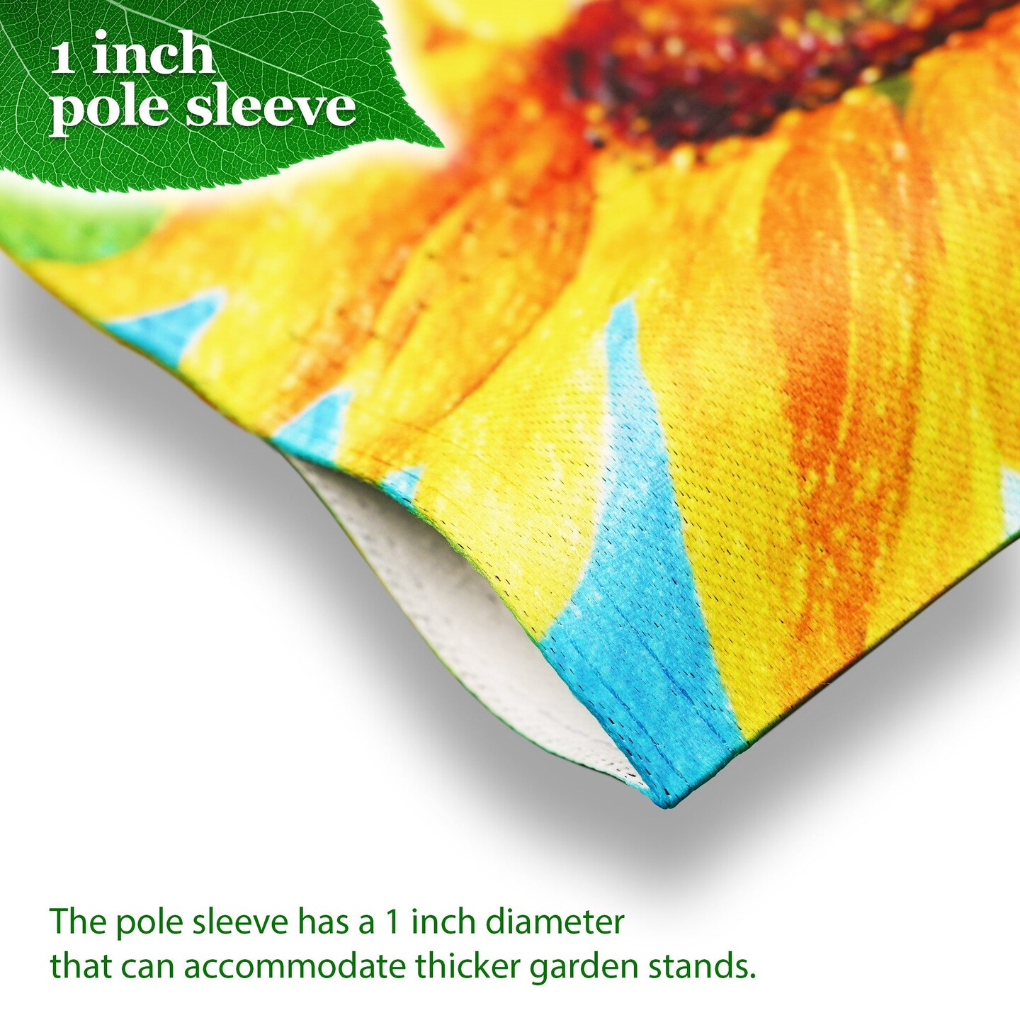 G128 Combo Pack: Garden Flag Stand Black 36 in x 16 in & Garden Flag Summer Decoration Welcome Sunflowers Blue Sky 12"x18" Double-Sided Blockout Fabric