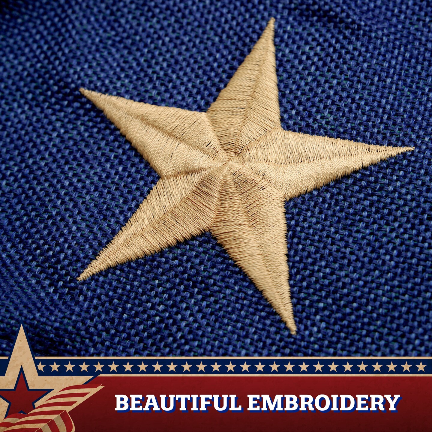 G128 - 2 Pack: USA Tea Stained Pleated Fan Flag 2x4FT Burlap Embroidered Polyester Stars and Stripes
