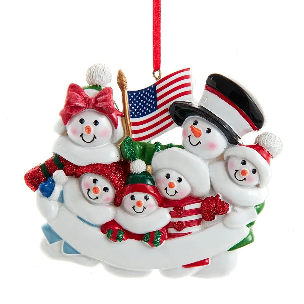 KSA Pack of 6 Patriotic Snowman Family Christmas Ornaments 4.25"