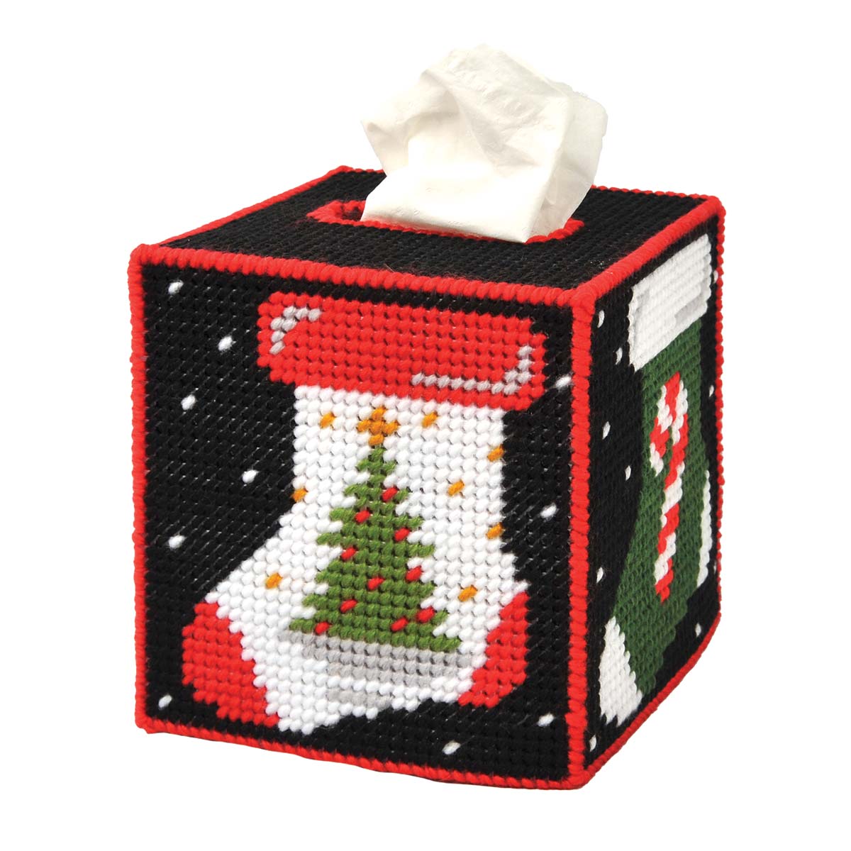 Herrschners  Hanging the Stockings Tissue Box Plastic Canvas Kit