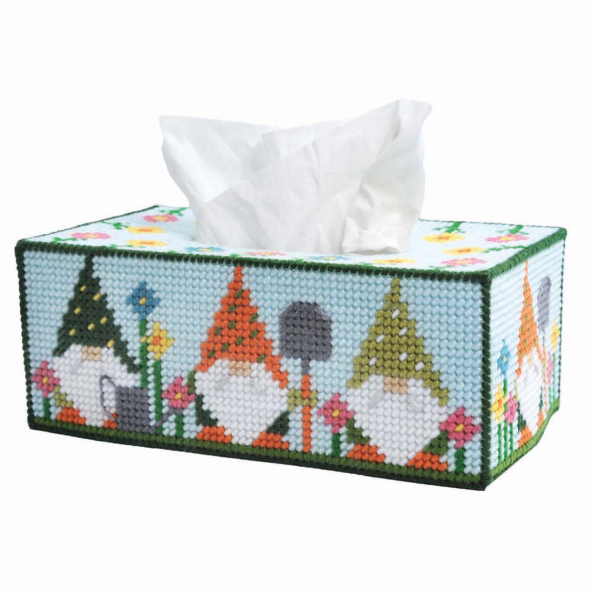 Herrschners  Gardening Gnomes Tissue Box Plastic Canvas Kit