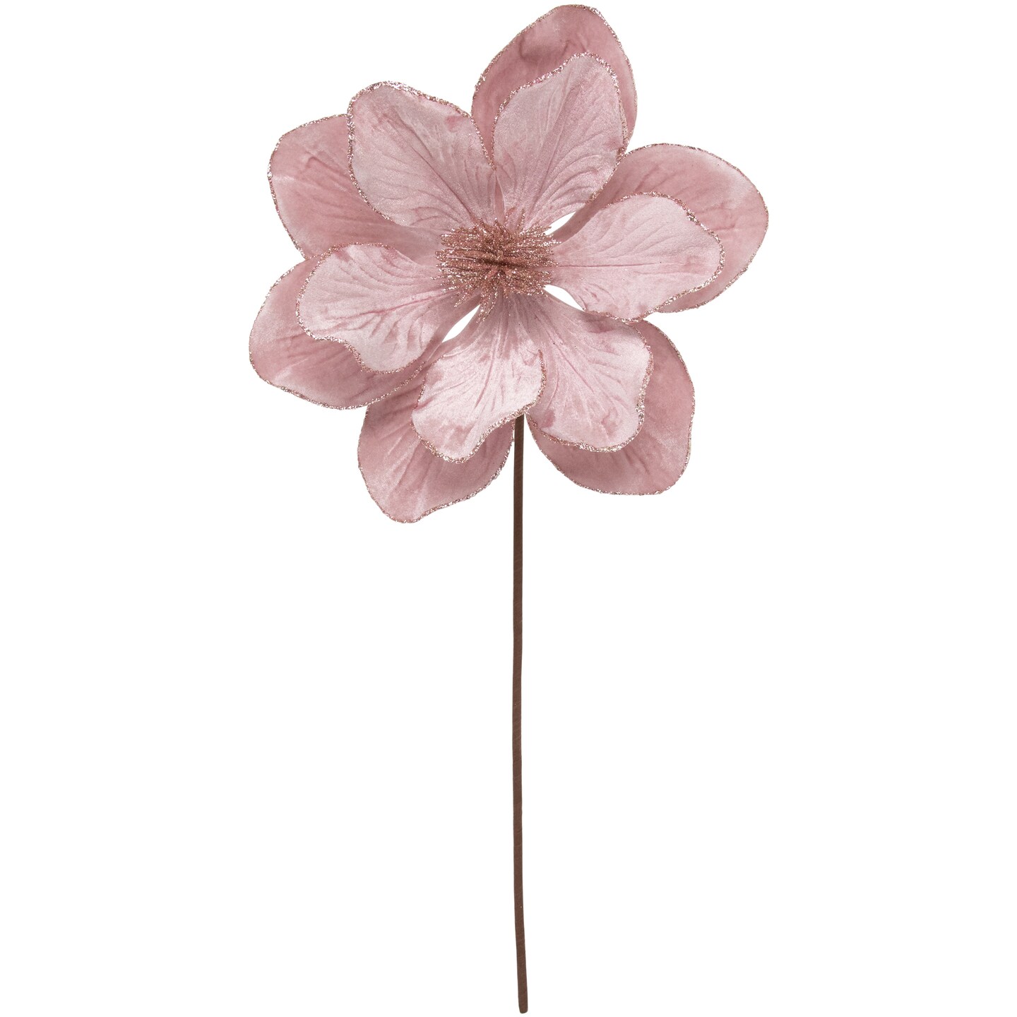 Northlight 23&#x22; Glittered Pink Magnolia Christmas Stem Spray