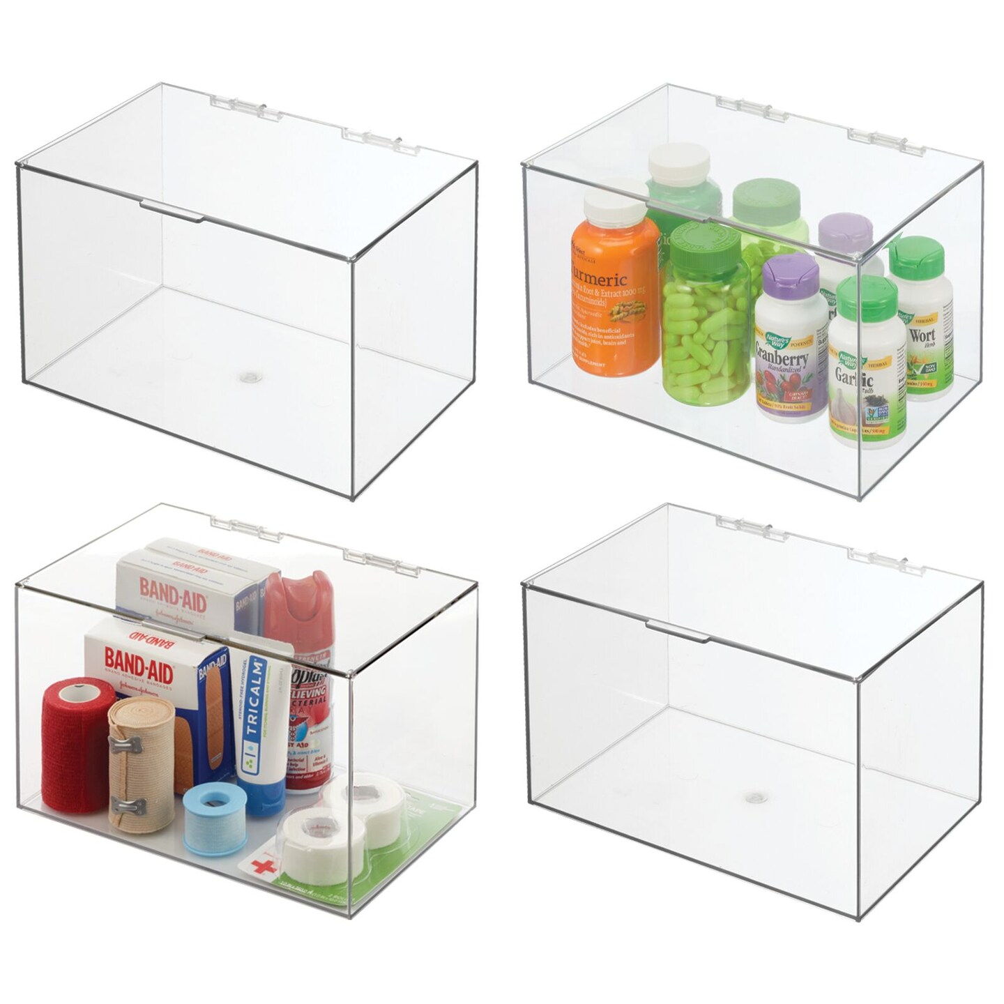 mDesign Plastic Bathroom Stackable Storage Container Box with Lid - Clear