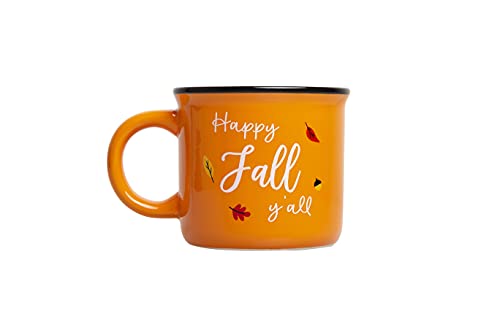 Pearhead Happy Fall Y&#x27;all Mug, Autumn Coffee Mug, Home De&#x107;or Accessories, Orange, 15oz, Fall Kitchen Decorations, Holiday Tea or Coffee Mug