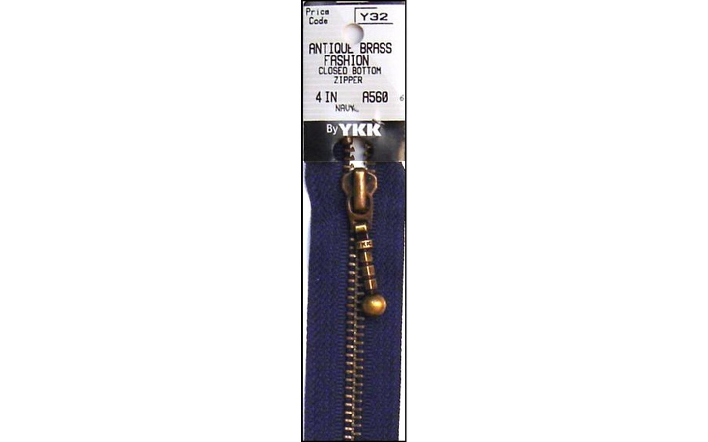 YKK Antique Brass Zipper 4&#x22; Navy