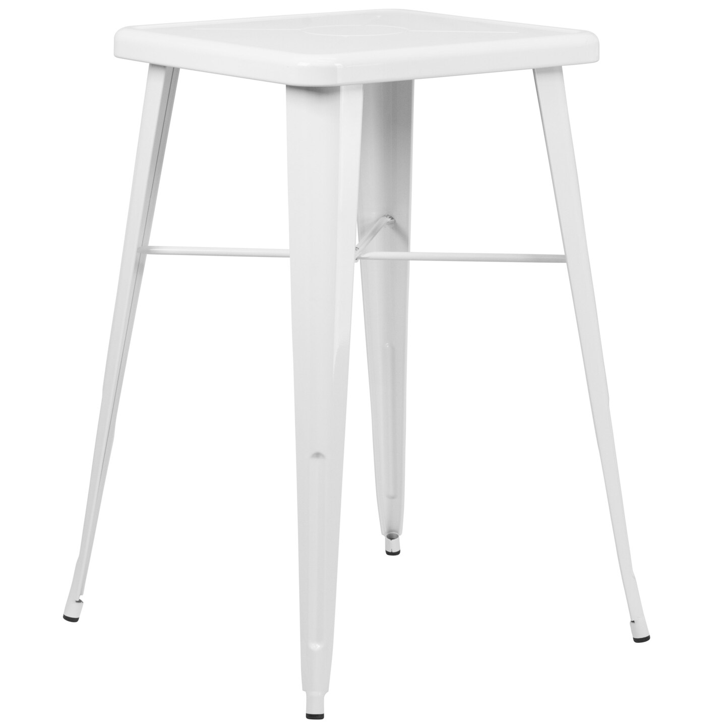 Emma and Oliver Commercial Grade 23.75&#x22; Square Metal Indoor-Outdoor Bar Set &#x26; 2 Backless Stools
