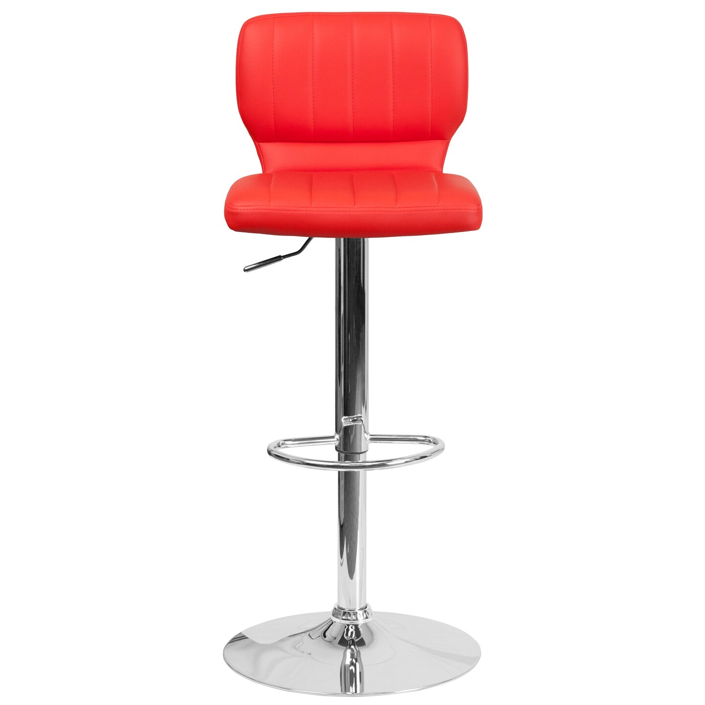 Emma and Oliver Vertical Stitch Back Swivel Adjustable Height Barstool