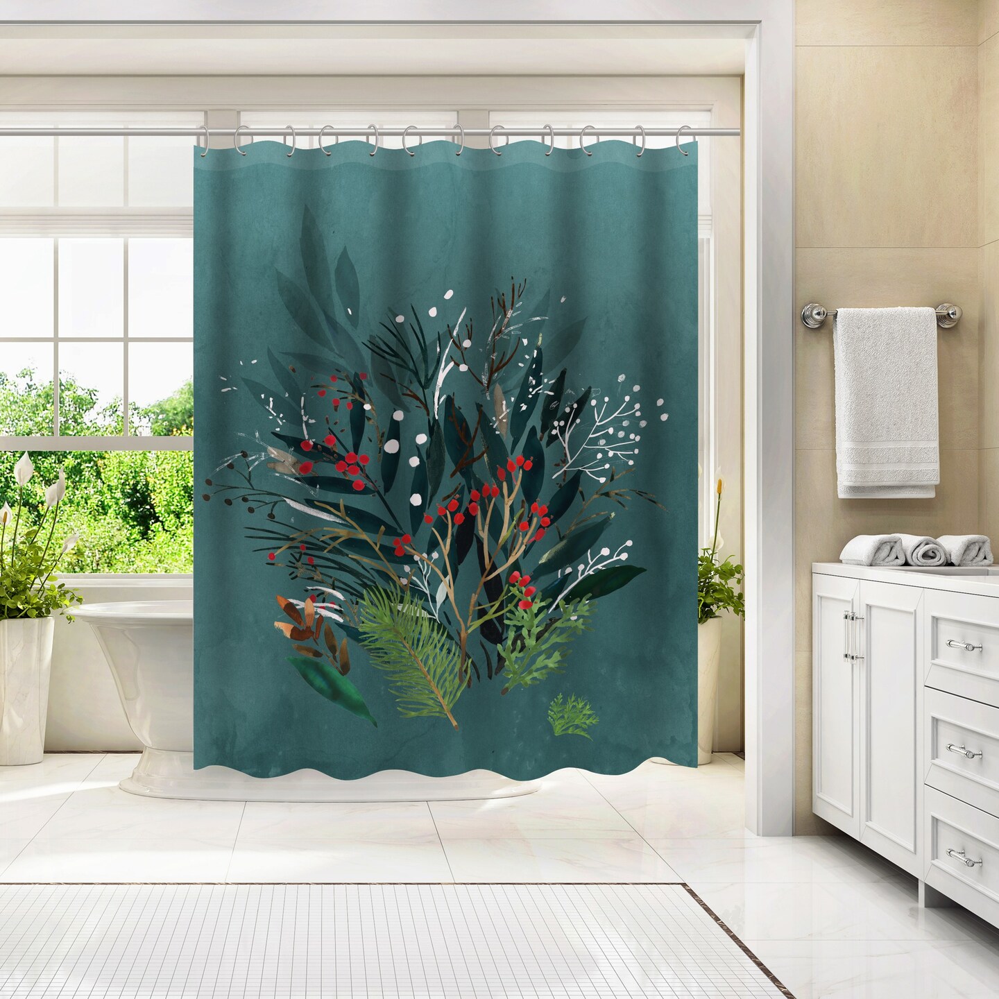 Christmas Vibes by PI Creative Art Shower Curtain 71&#x22; x 74&#x22;