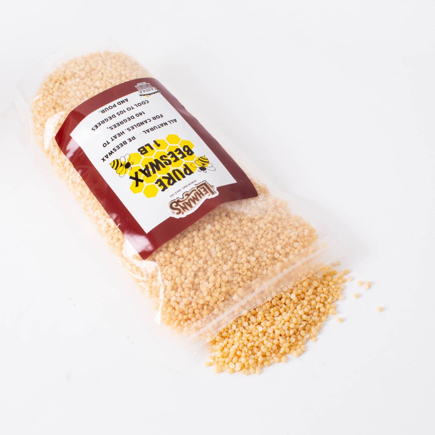 Lehman's Candle Making Beeswax, All Natural, Yellow Pellets, 1 Pound Bag