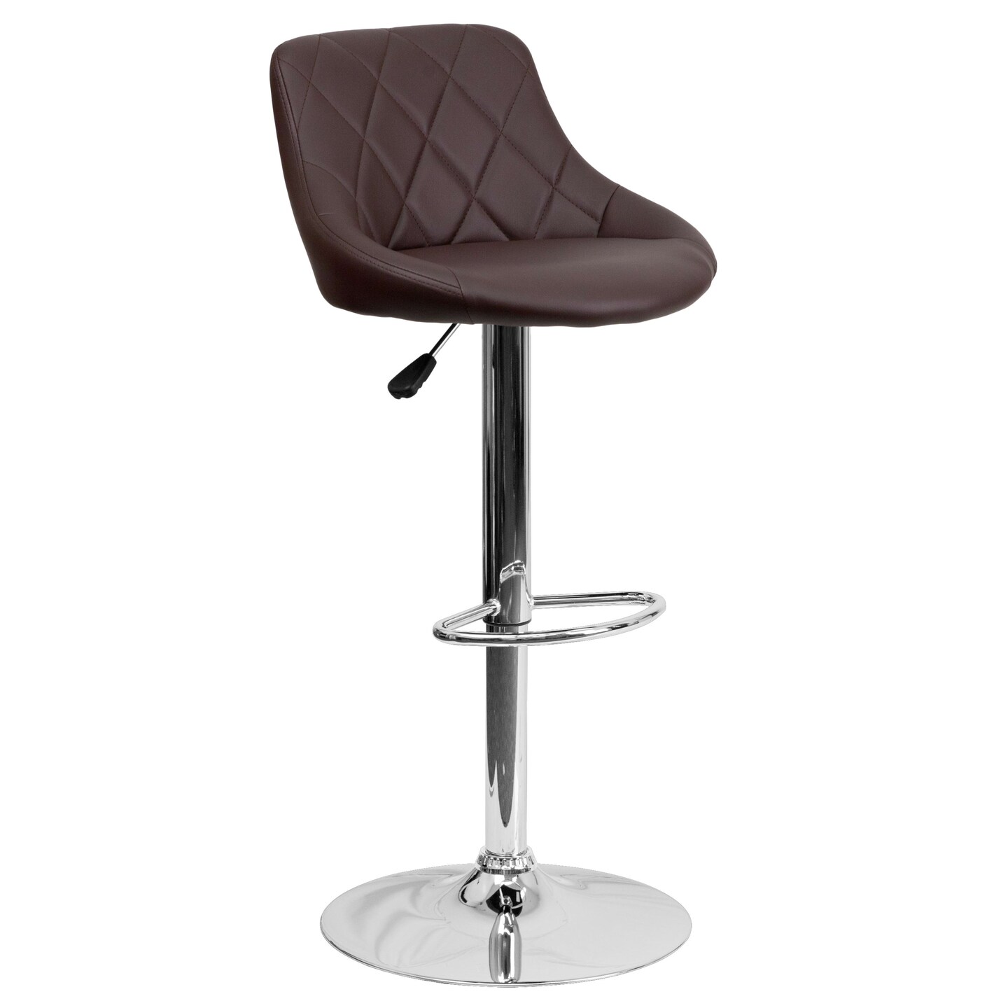 Emma and Oliver Bucket Seat Adjustable Height Barstool with Diamond Pattern Back