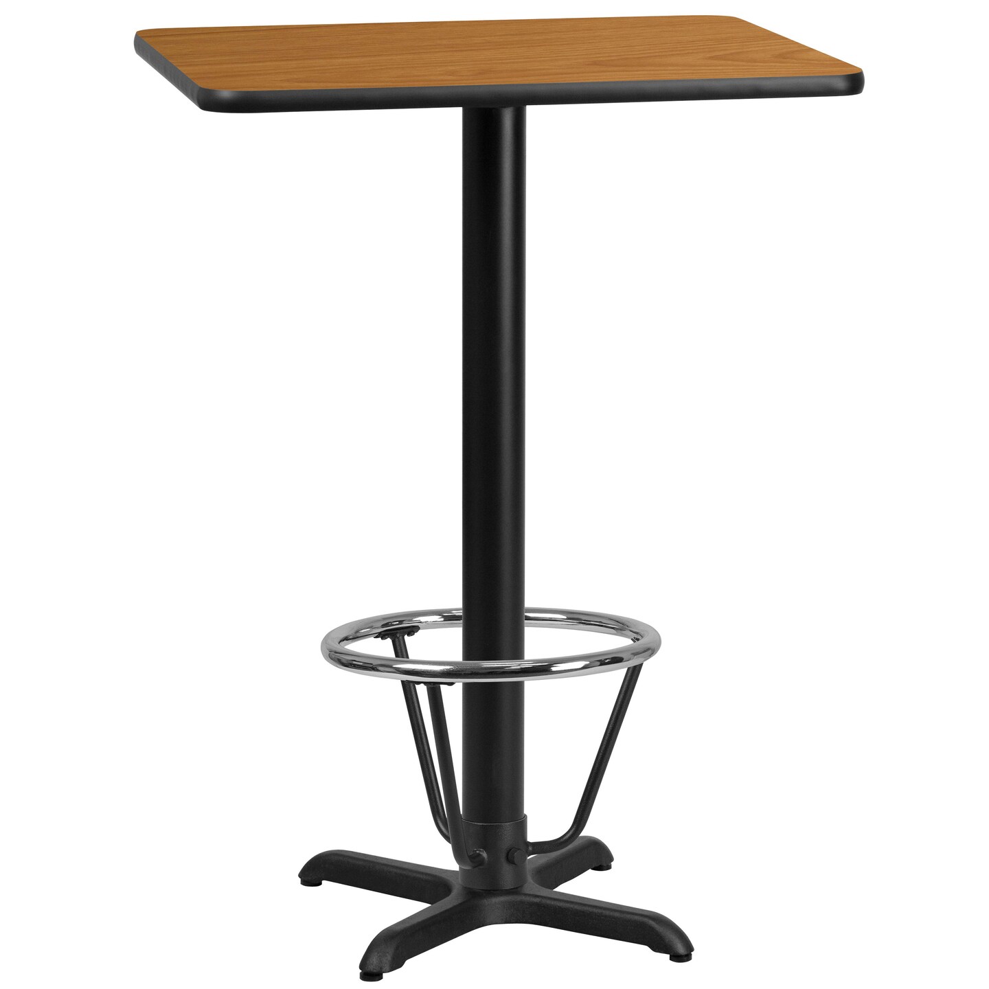 Emma and Oliver 24&#x22;x30&#x22; Rectangular Laminate Bar Table with 22&#x22;x22&#x22; Foot Ring Base