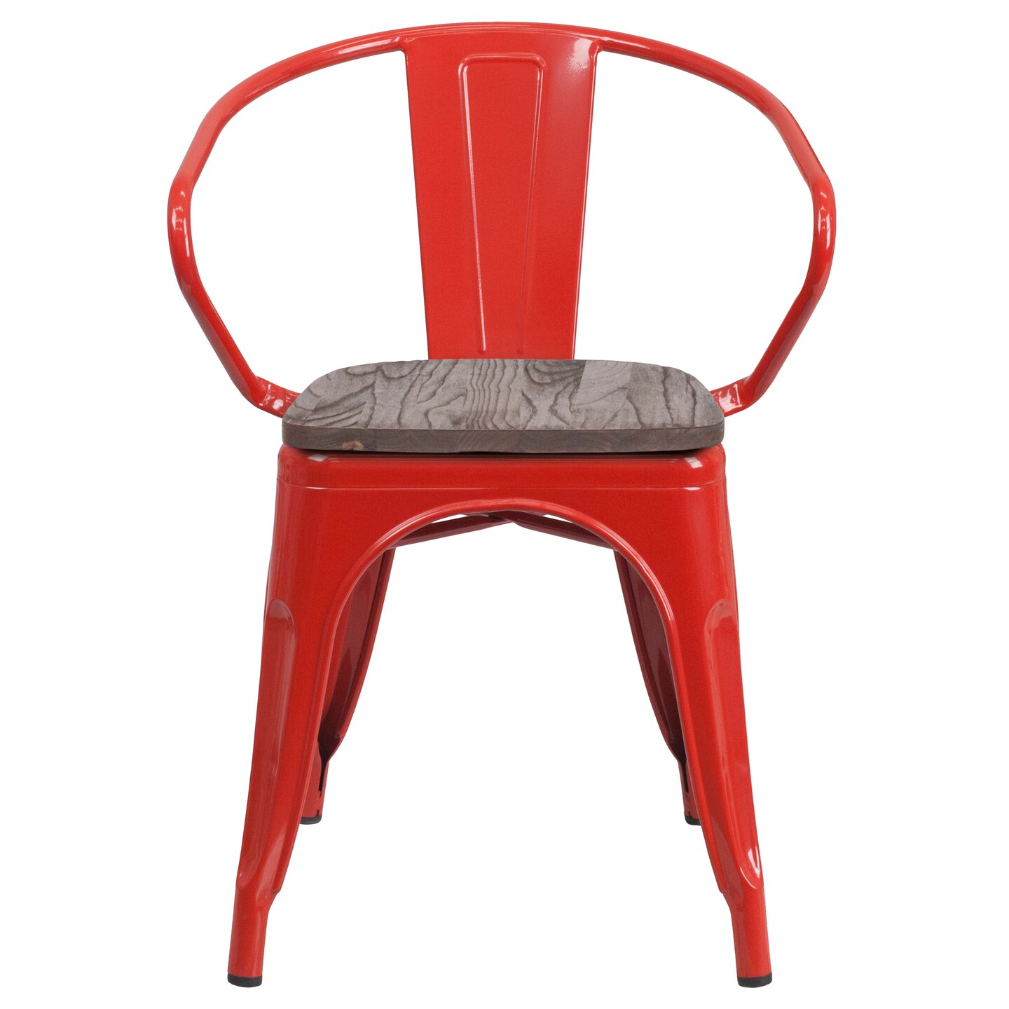 Emma and Oliver Metal Chair with Wood Seat and Arms