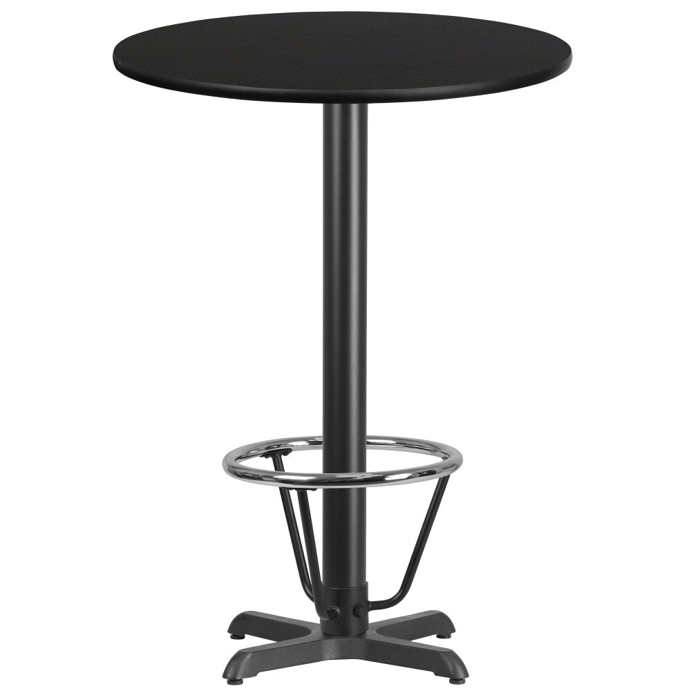 Emma and Oliver 30" Round Laminate Bar Table with 22"x22" Foot Ring Base