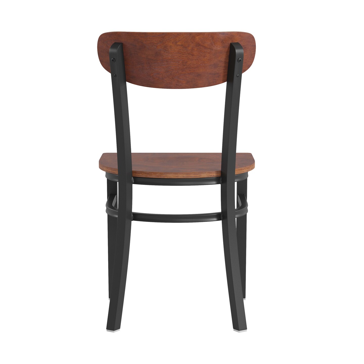 Emma and Oliver Yara Industrial Dining Chair with Rolled Steel Frame and Solid Wood Seat - 500 lbs. Static Weight Capacity