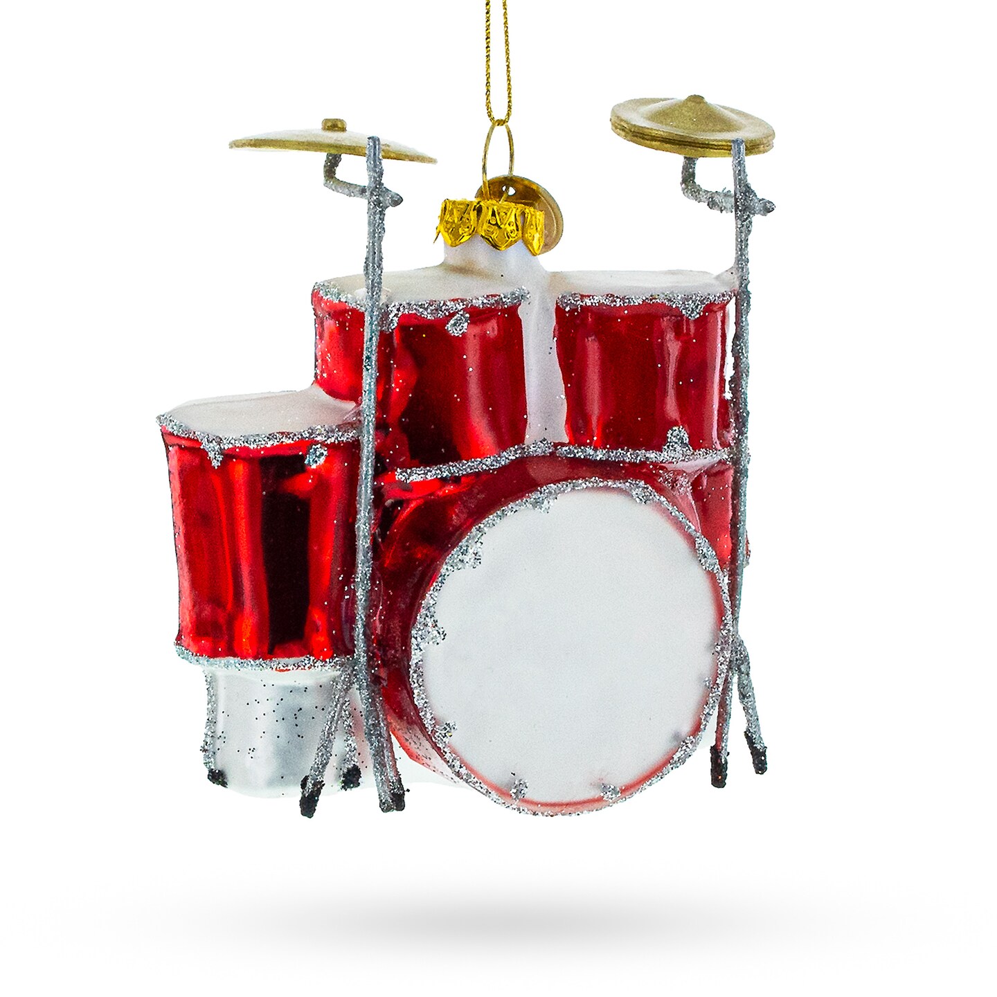 Rocking&#x27; Red Drum Kit Blown Glass Christmas Ornament