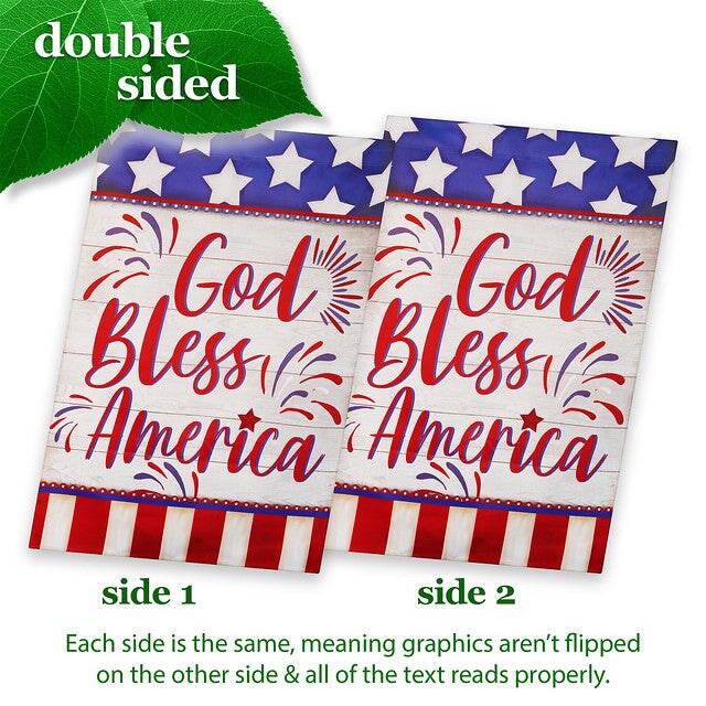 G128 House Flag God Bless America USA Flag Accent | 28x40 Inch | Printed Blockout Polyester - Patriotic Decoration