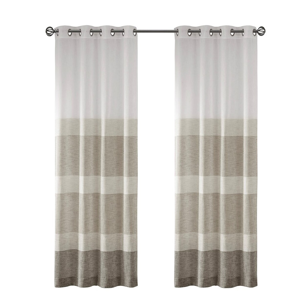Gracie Mills   Christa Contemporary Striped Faux Linen Sheer Window Panel - GRACE-9169