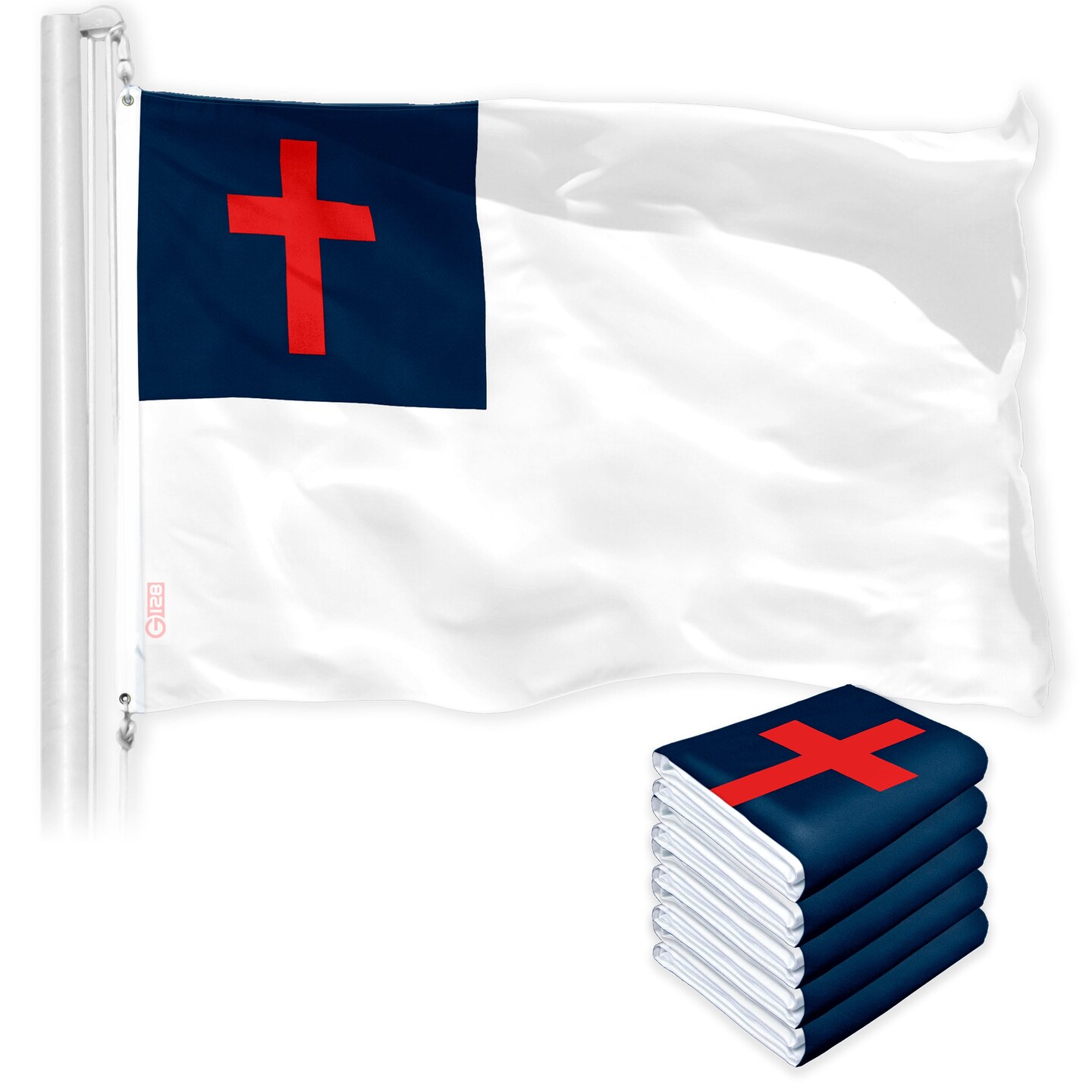 Christian Flag 3x5 Ft 5-Pack Printed 150D Polyester By G128