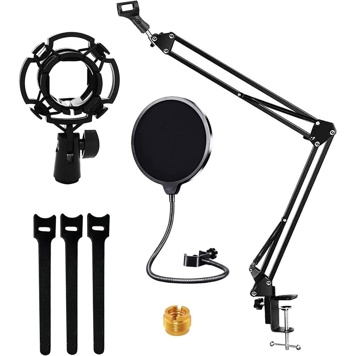 Professional Microphone Stand 16 Inch With Pop Filter Heavy Duty Microphone Suspension Scissor Arm Stand And Windscreen