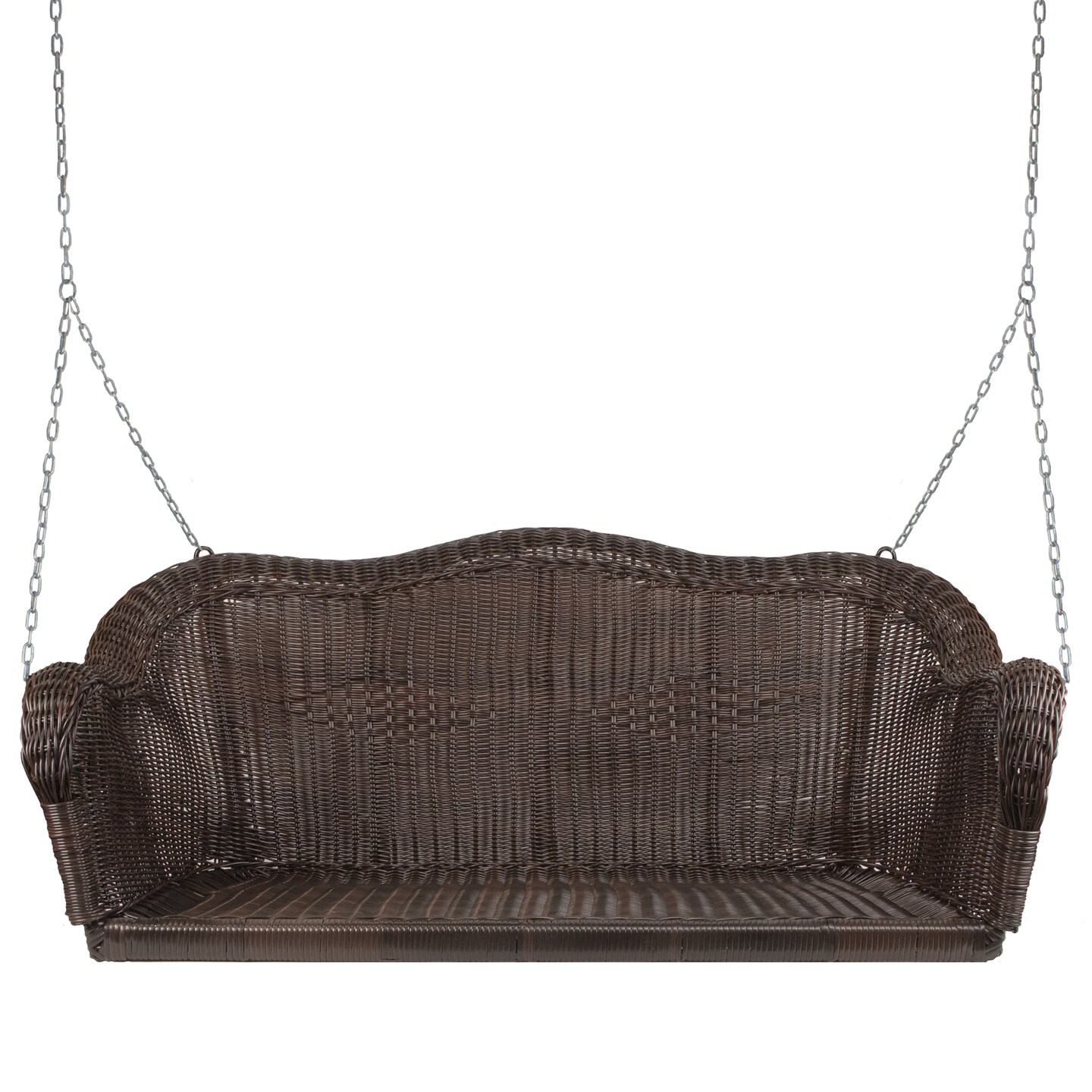 Northlight Hand Woven Resin Wicker Porch Swing with Chain - Dark Brown