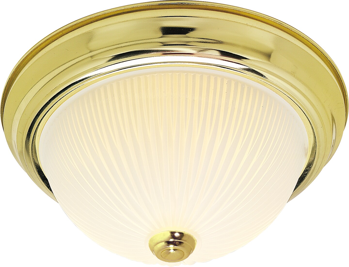 Nuvo 2Light 13" Flush Mount w/ Frosted Ribbed in Polished Brass Finish