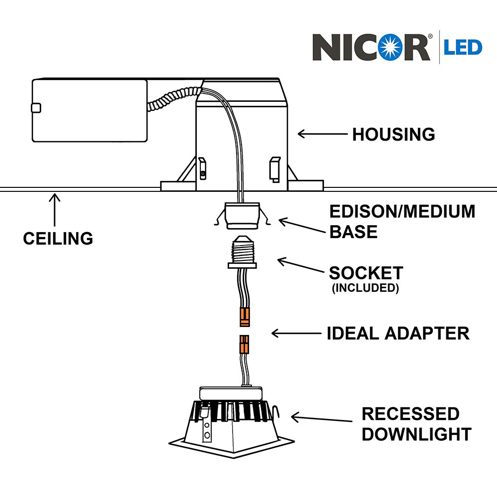 NICOR 3 in. White Square LED Recessed Downlight in 3000K