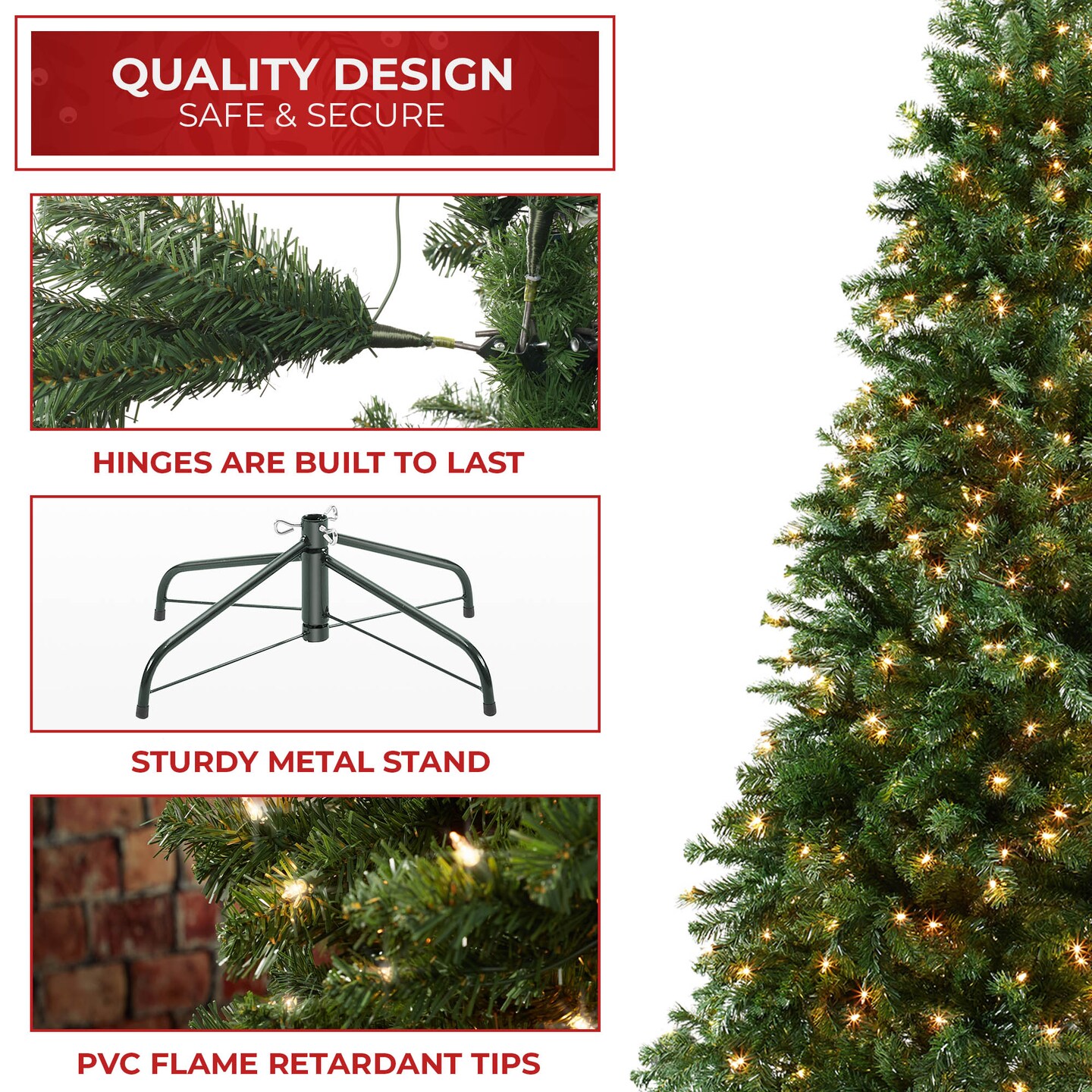 Casafield Realistic Pre-Lit Green Spruce Artificial Holiday Christmas Tree&#xA0;with Sturdy Metal Stand