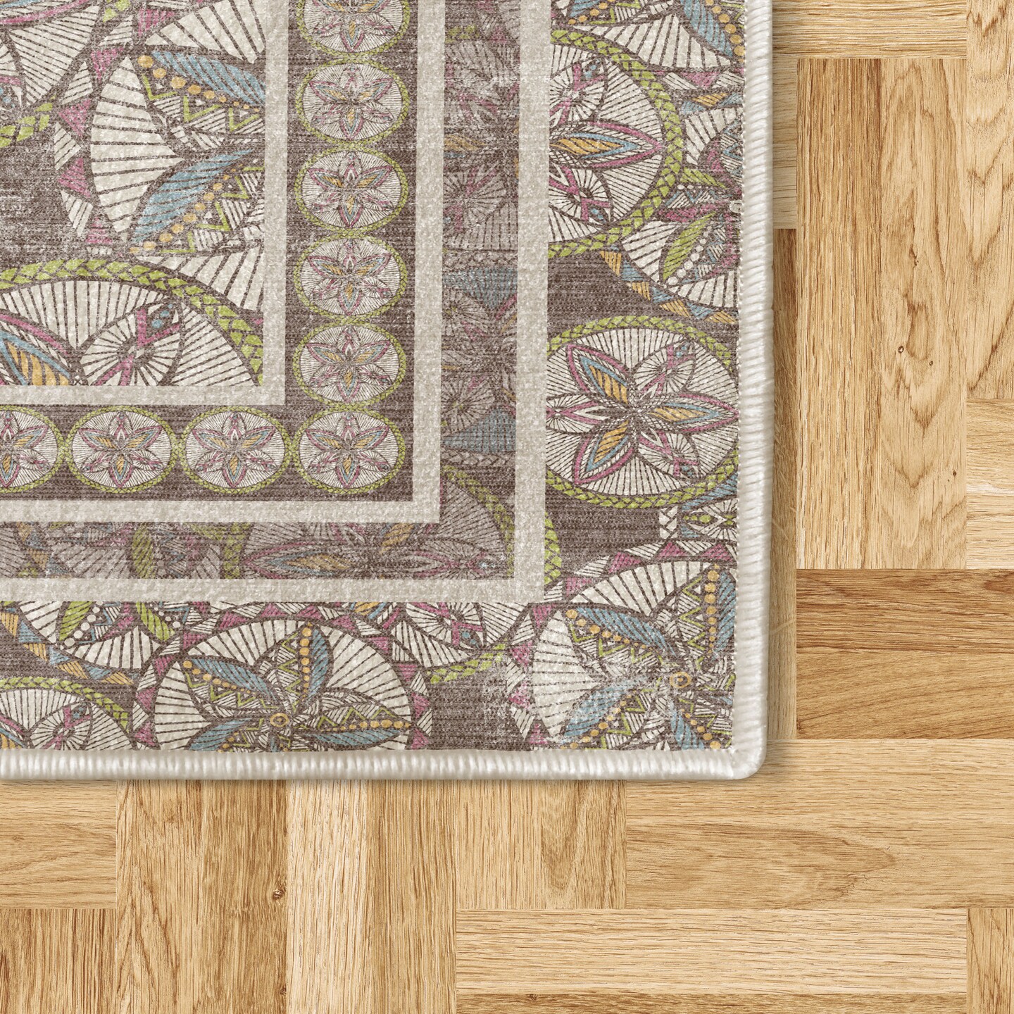 Ambesonne Floral Decorative Rug, Exotic Flower Petals in Rounds Geometric Tropical Jungle Composition, Quality Carpet for Bedroom Dorm and Living Room, Eggplant Blue and Green