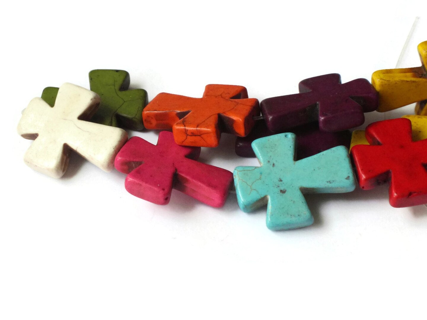11 36mm Mixed Color Cross Dyed Synthetic Turquoise Beads