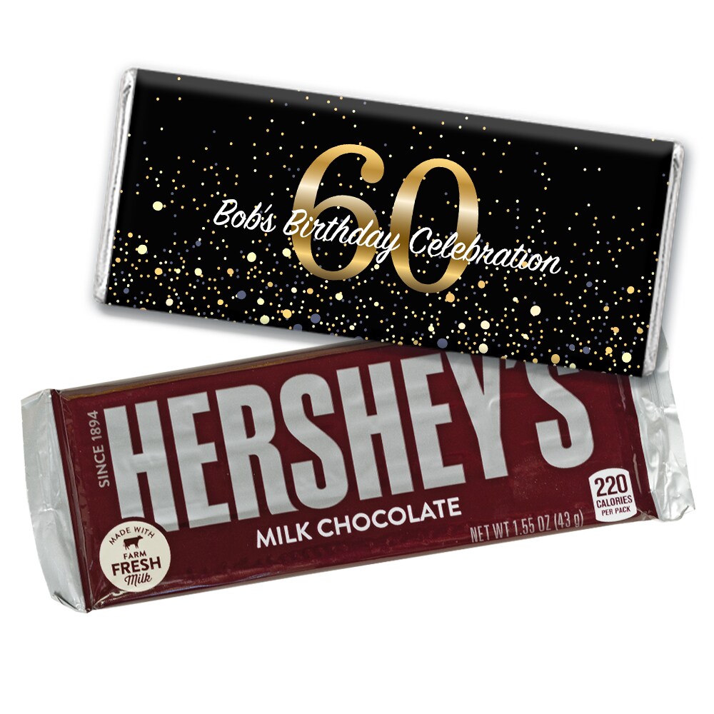 60th Birthday Candy Party Favors Wrapped Hershey&#x27;s Chocolate Bars or Wrappers Only by Just Candy
