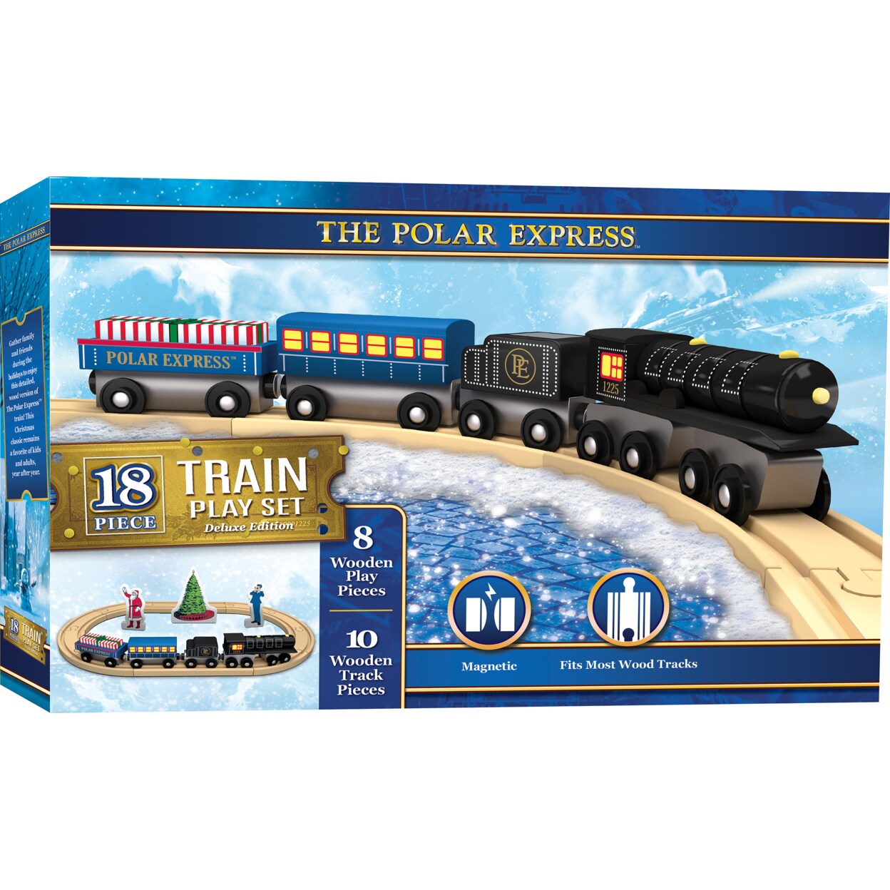 Masterpieces Wood Train Sets - The Polar Express 18 Piece Train Set