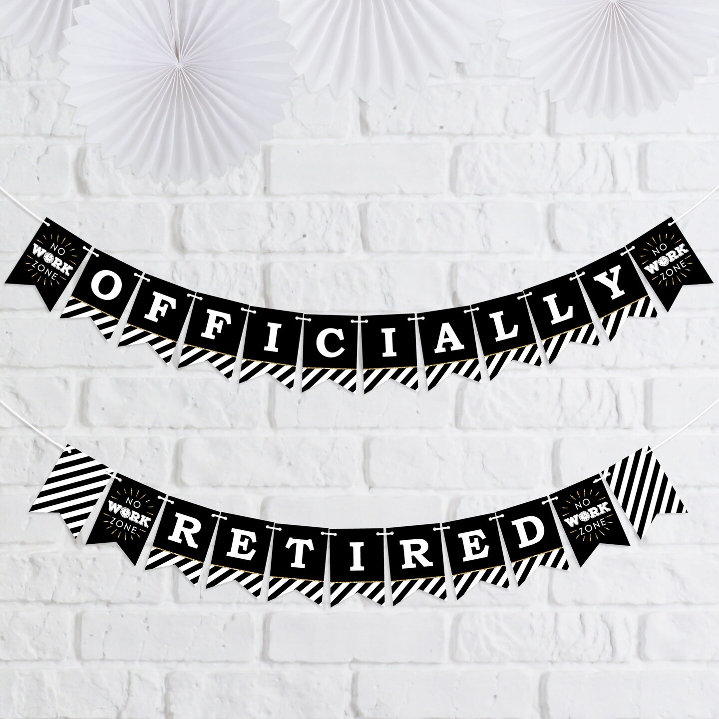 Big Dot of Happiness Happy Retirement - Retirement Party Mini Pennant Banner - Officially Retired