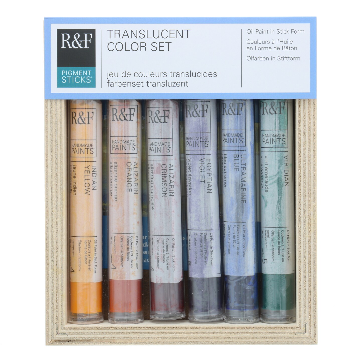 R&F Handmade Paints Pigment Stick Set, 6-Colors, Translucent Colors