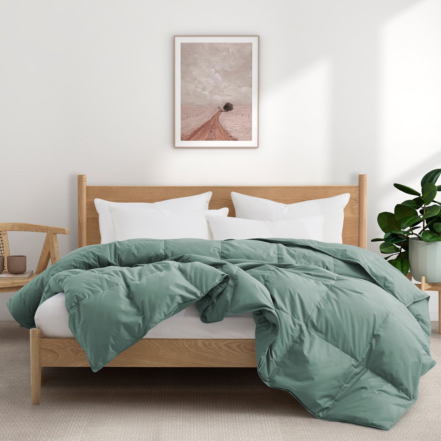 Puredown Organic Cotton Comforter Down Feather Twin Full Queen King All Season