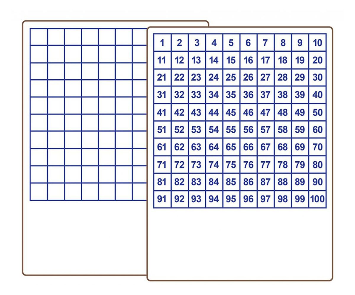 9&#x22; x 12&#x22; Two Sided Hundreds Grid Dry Erase Board Bulk Class Pack  24