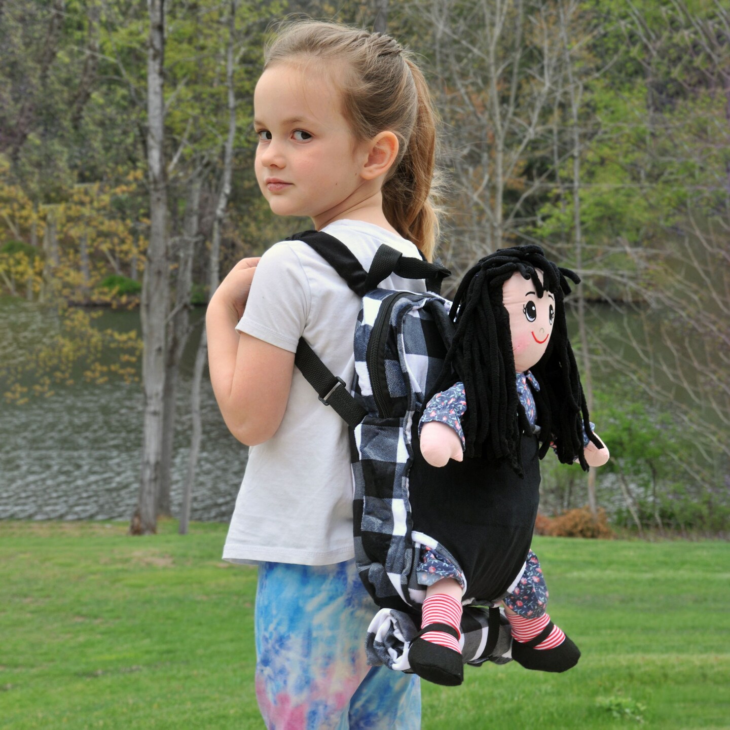 The Queen&#x27;s Treasures 18&#x22; Doll 5 Piece Rag Doll Girl and American Backpack