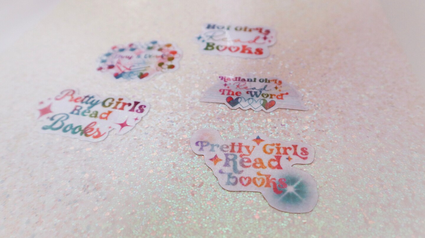 Pretty Girls Read Books Sticker - Bookish Accessory, Handmade Girly Bookmark, Book Lovers' Club Gift product 2