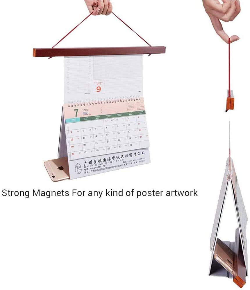 Magnetic Poster Hanger, 8x10 8x20 8x11 Poster Frame Wood Wooden Magnet Print Posters Dowel Scroll Hanger Hangers Hanging Kit for Walls Map Canvas Artwork (Mahogany, 8")