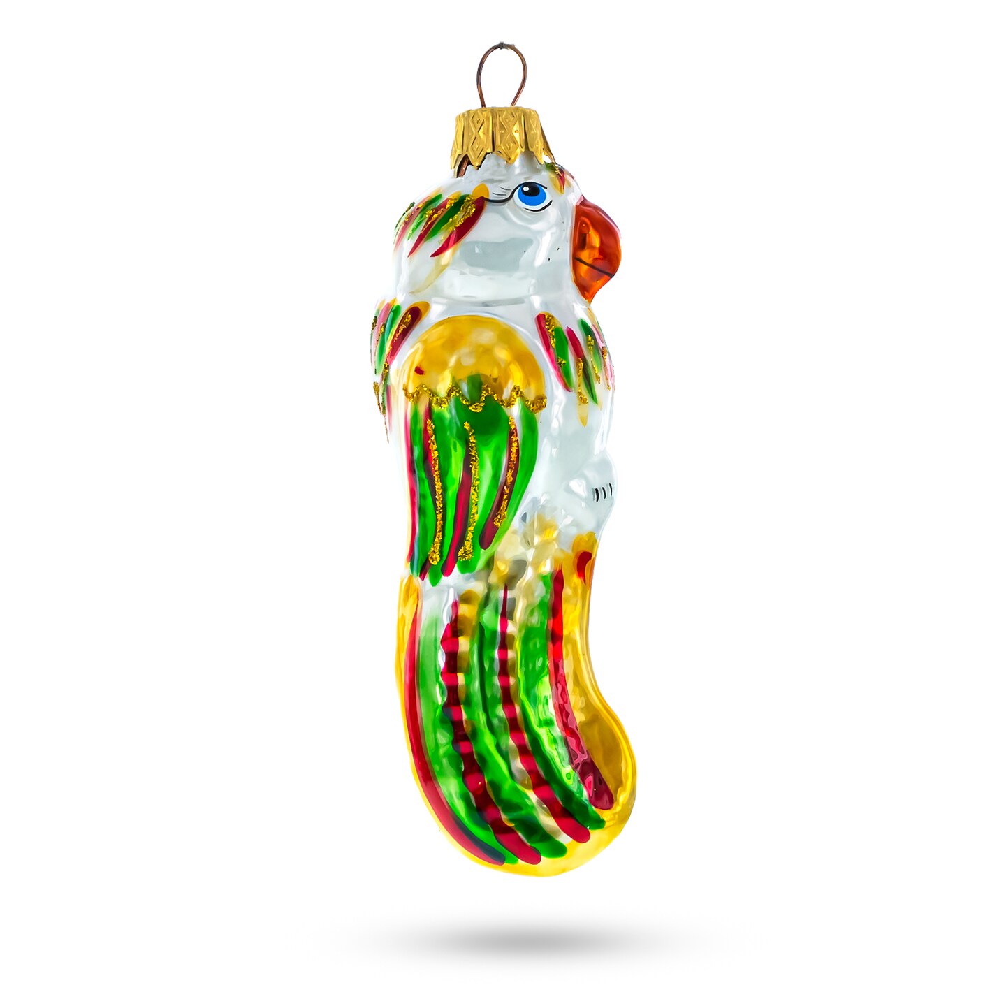Vibrant Parrot Glass Christmas Ornament