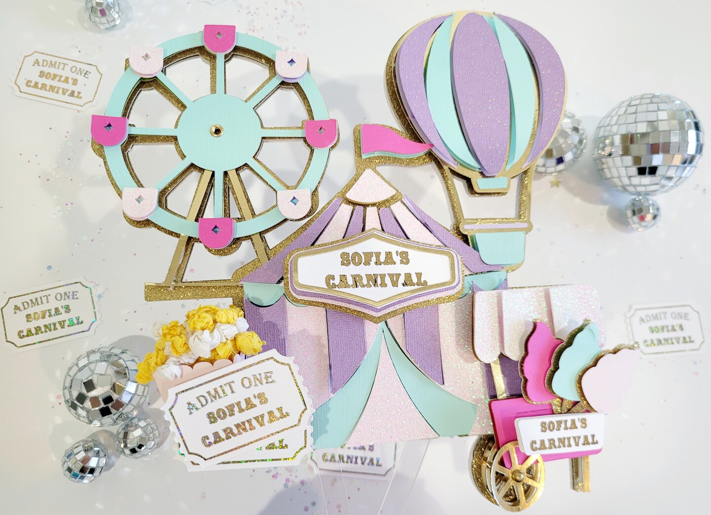 Circus Cake Topper, Carnival Cake Topper, Party Supplies, Cake Topper