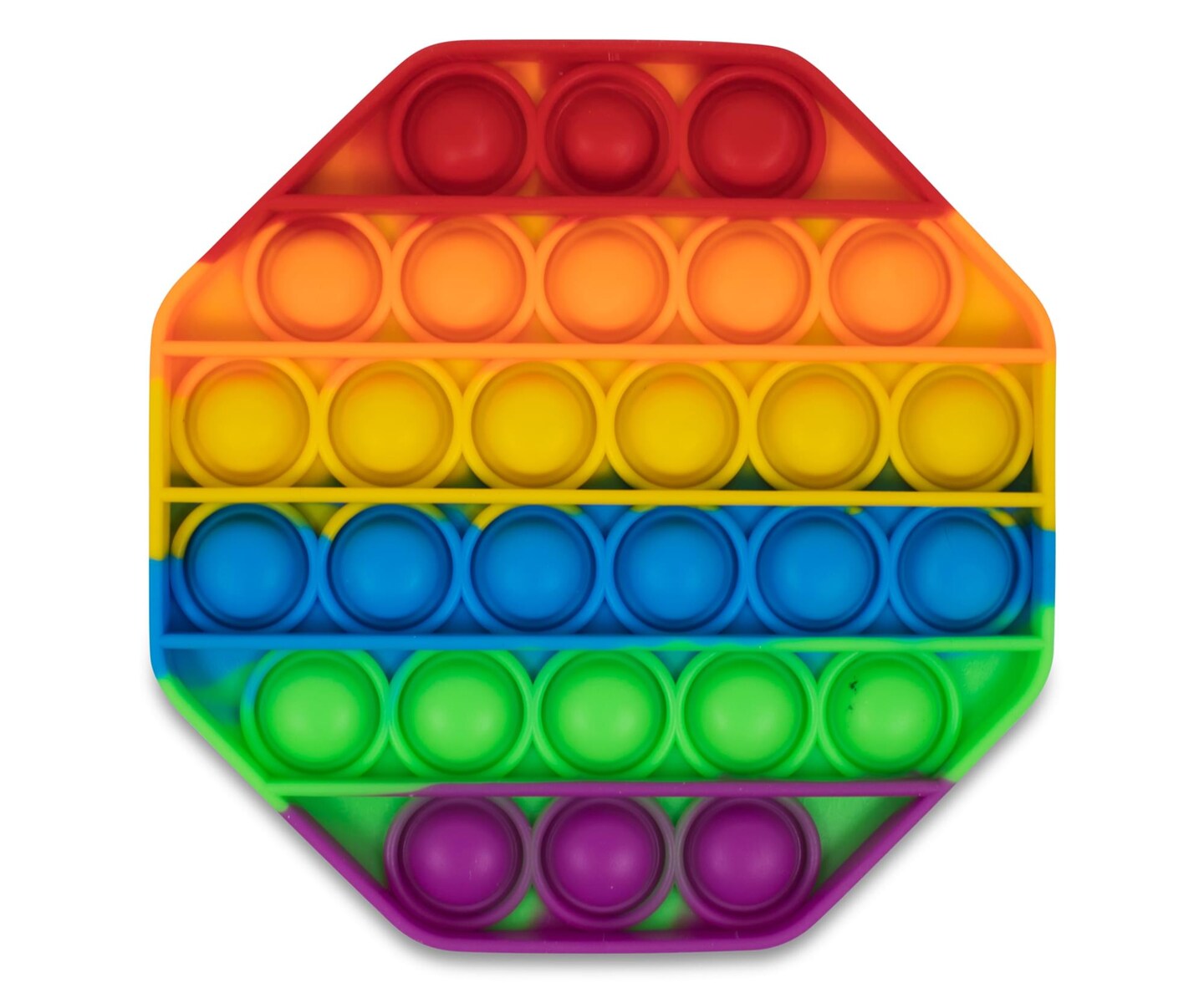 Pop Fidget Toy Silicone Bubble Popping Game | Rainbow Octagon