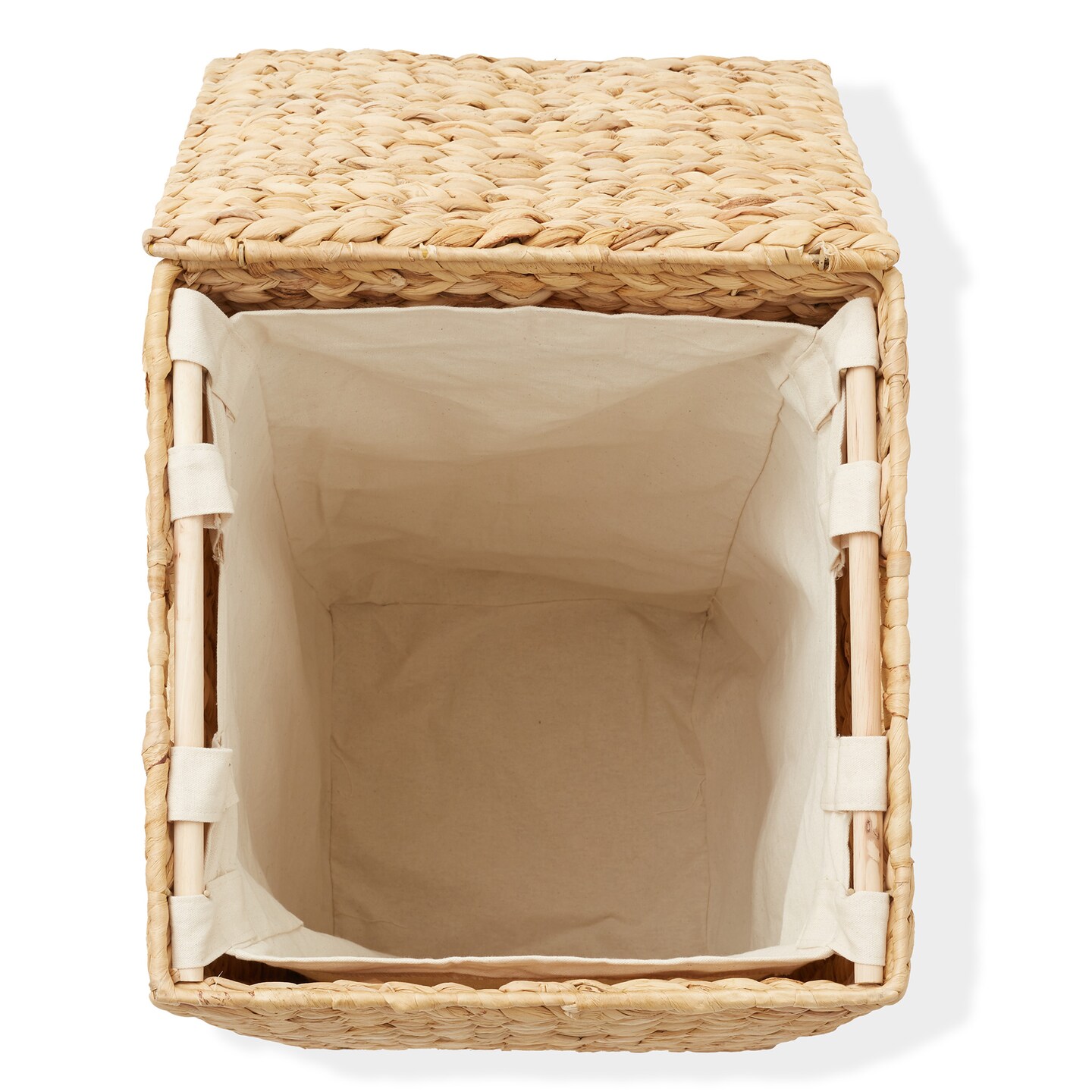 Casafield Laundry Hamper with Lid and Removable Liner Bag, Woven Water Hyacinth Square Laundry Basket Sorter for Clothes and Towels