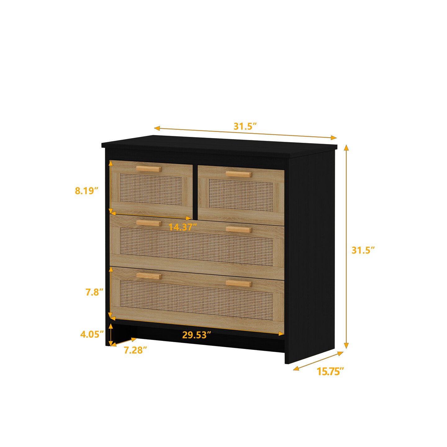 4-Drawer Rattan Wood Cabinet | Stylish Storage