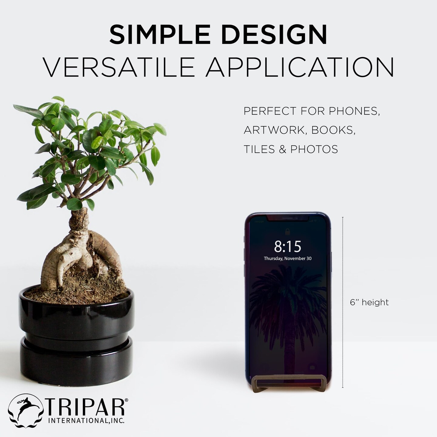 Square Metal Wire Stand, Mahogany Finish (3-Inch Depth) Tabletop Easel Sleek & Modern Look - Perfect for Books, Plates, Photos & More