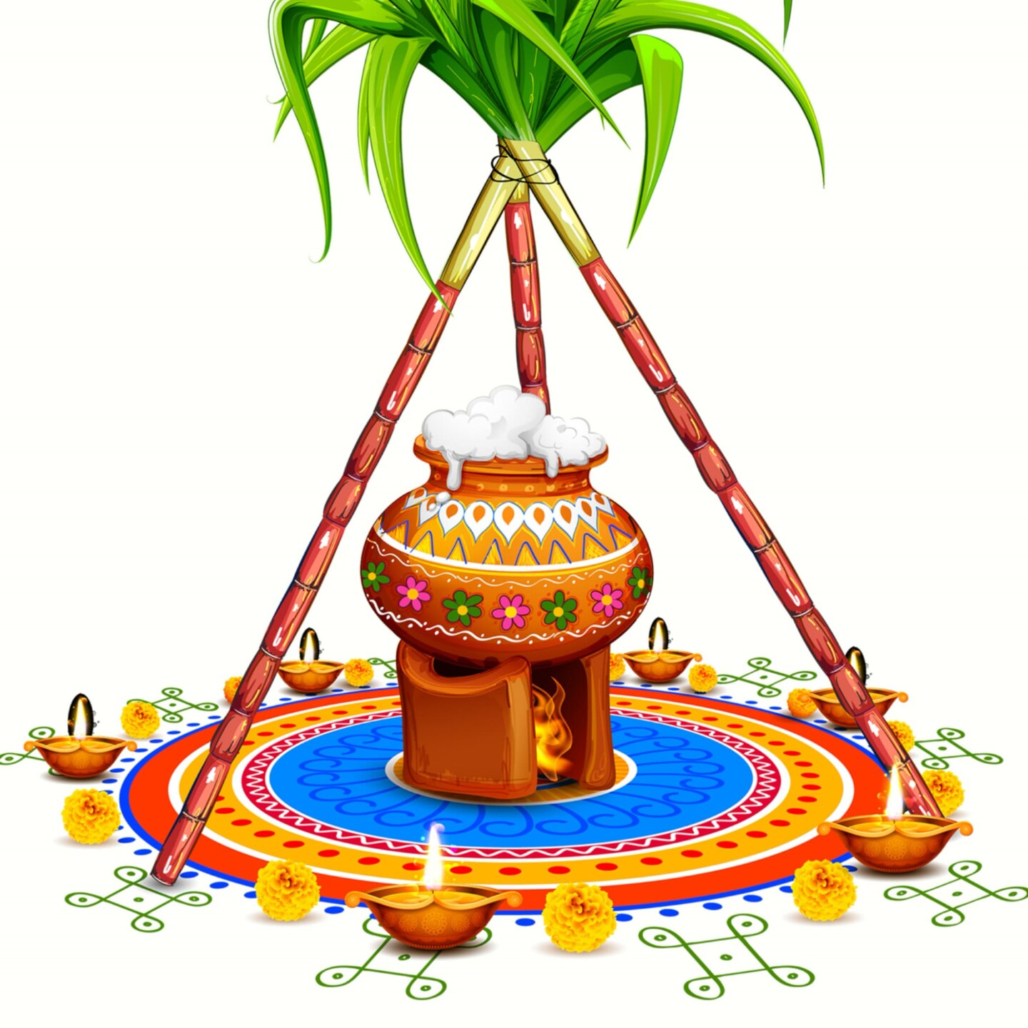 Ugadi Backdrop Banner 5x8 Feet Pongal Decor Indian Harvest Festival Background Holiday Banner Wall Backdrop for Photography Pongal Ugadi Party Celebration - Decorative Photo Props