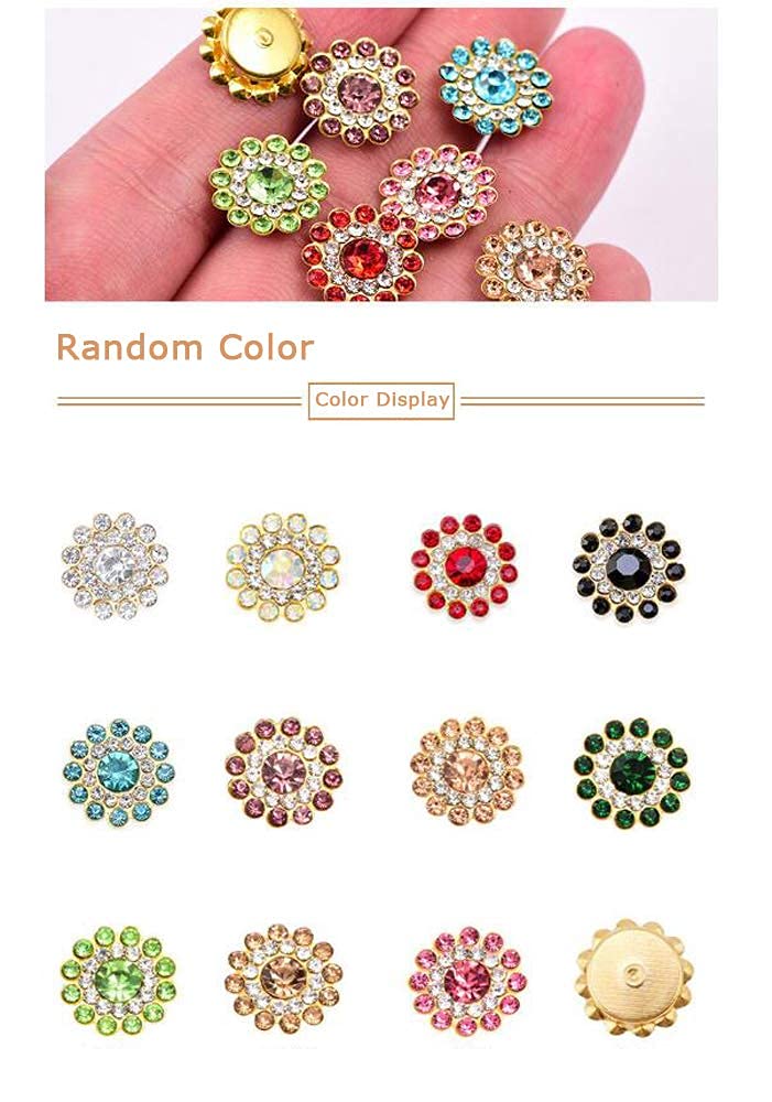 200 Pieces 14mm Flower Shape Claw Cup Sew on Rhinestone Button, Crystal Glass Buttons for Jewelry Making, Clothes, Furniture, Earring, Garment Apparel and DIY Accessories Decoration