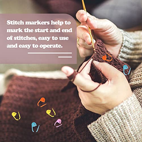124 Pieces Stitch Markers for Crocheting, Colorful Knitting Markers Crochet Clips with 4 Pcs Big Eyes Sewing Needles, 10 Colors Stitch Locking Clip with Storage Box