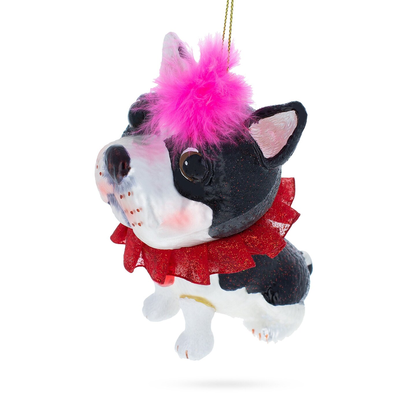 Charming French Bulldog Blown Glass Christmas Ornament